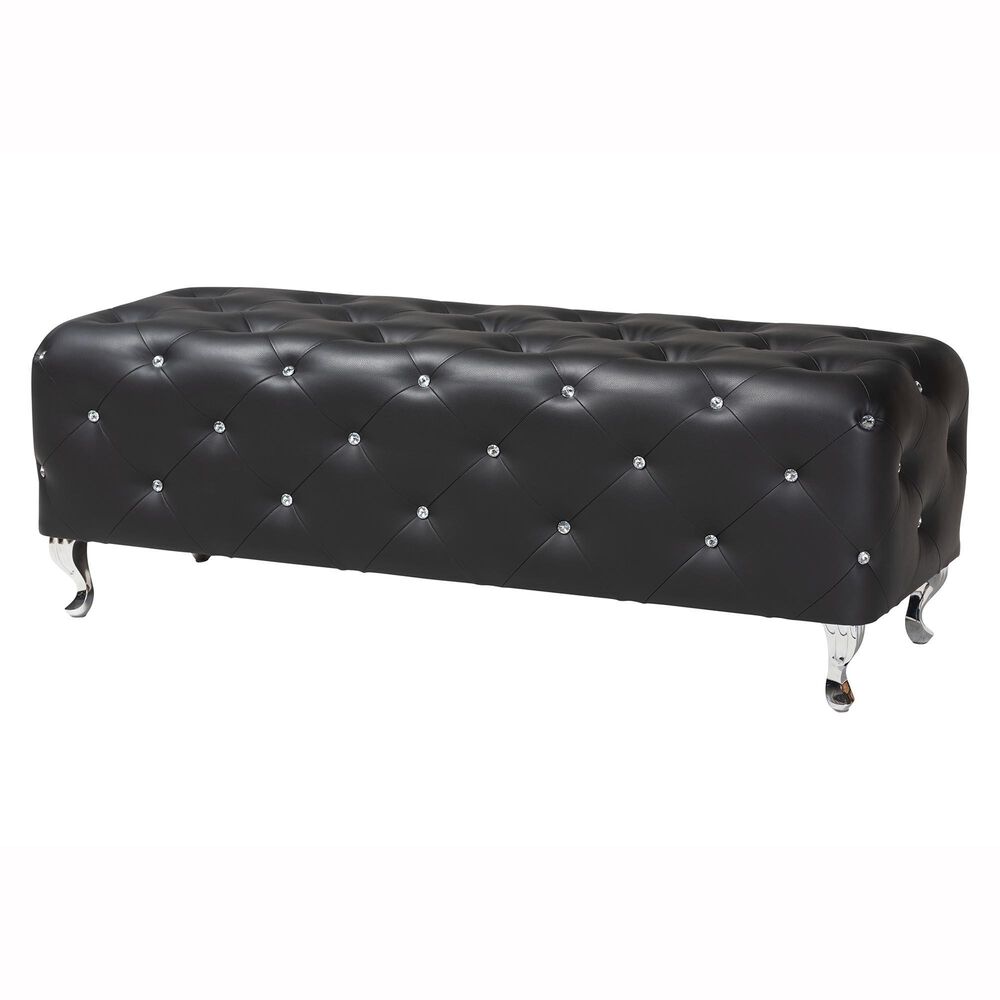Baxton Studio Stella Accent Bench in Black, , large