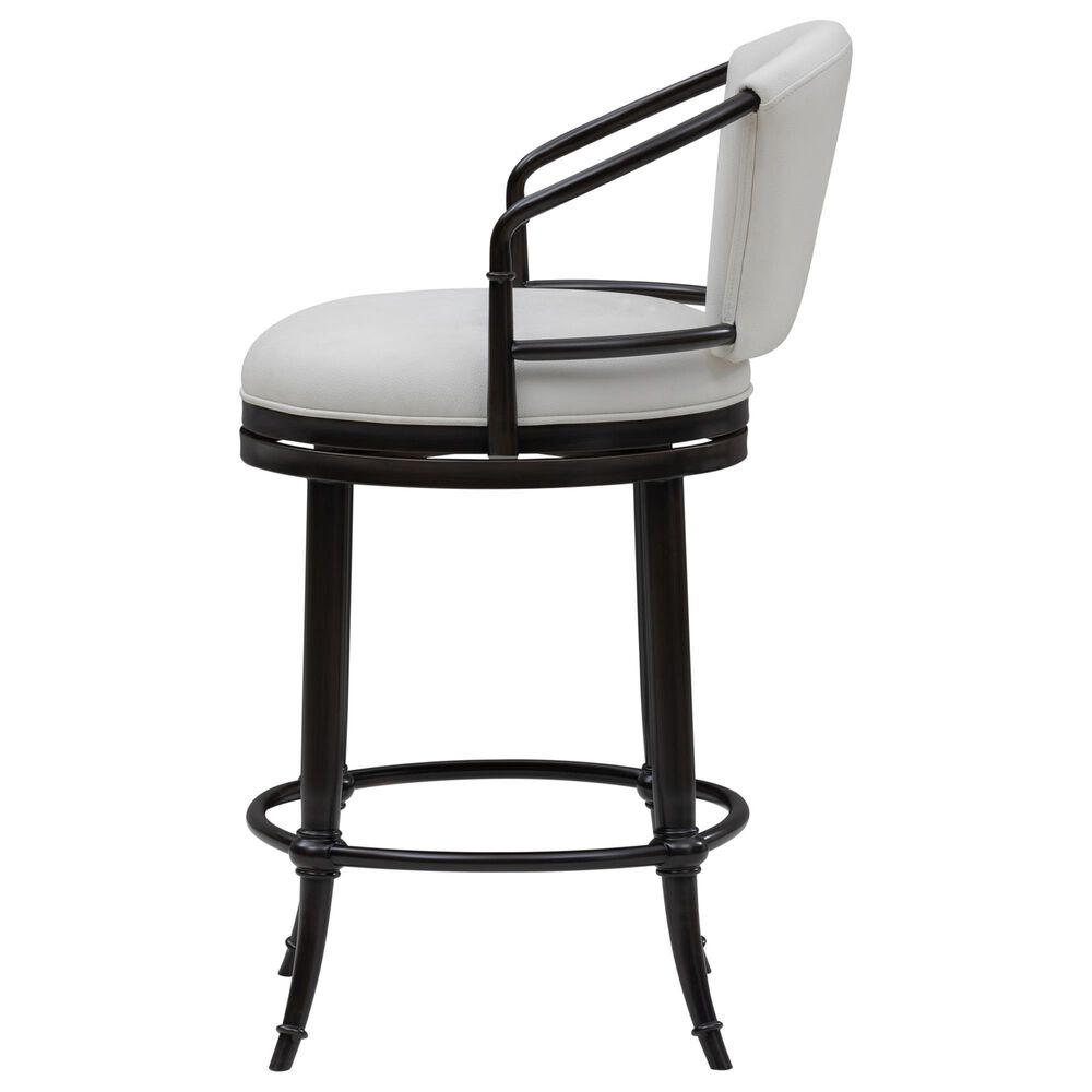 Armen Living Otis Counter Height Stool with Ivory Upholstery in Dark Brown, , large