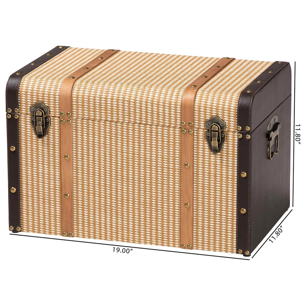 Baxton Studio Manton Storage Trunk with Hinged Top in Light, Dark Brown and Bronze, , large