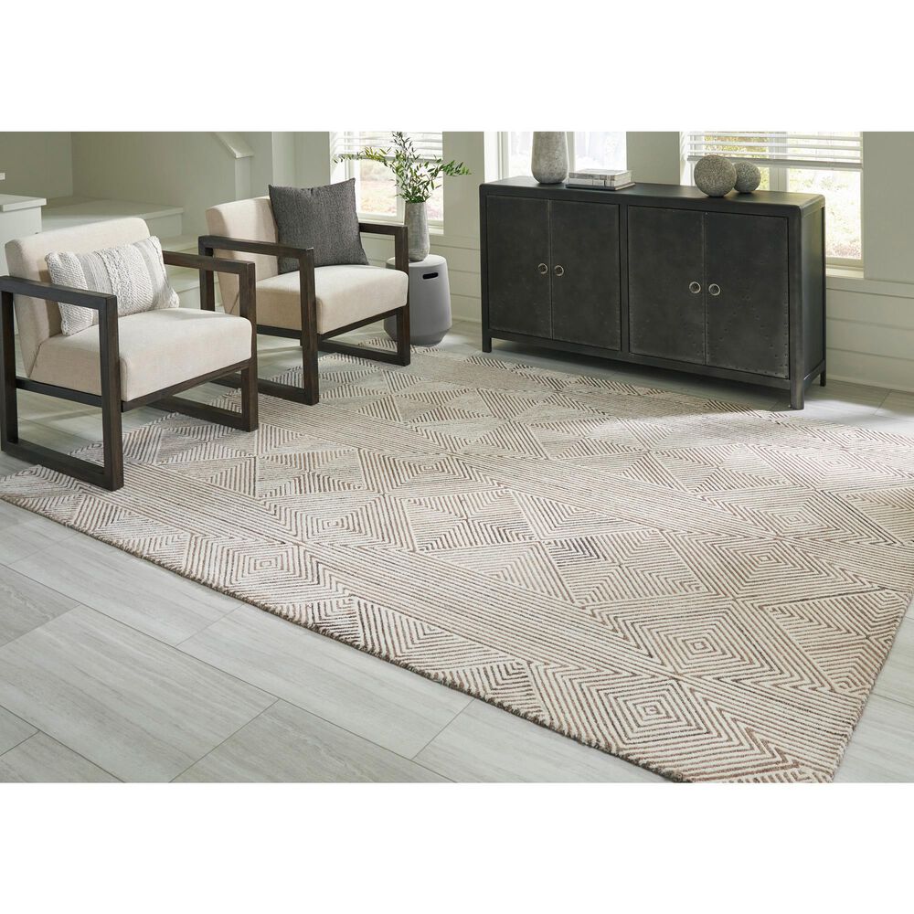 Ashley Jadott 8&#39; x 10&#39; Beige and Brown Area Rug, , large
