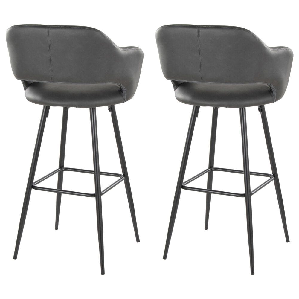 Lumisource Margarite Barstool with Grey Cushion in Black &#40;Set of 2&#41;, , large