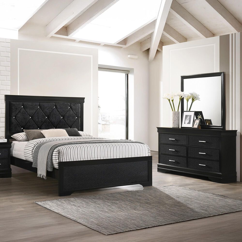 Crown Mark Amalia 3-Piece King Bedroom Set in Black, , large