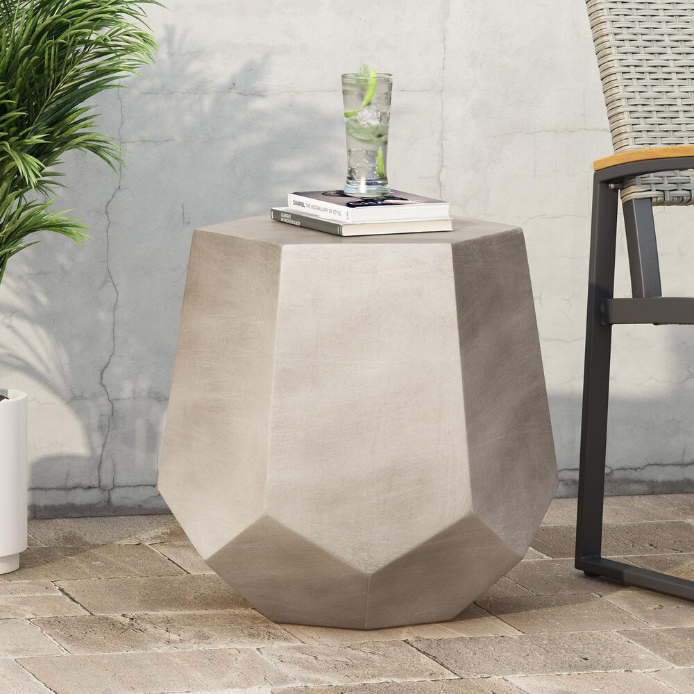 Hearth and Haven Calgary Hexagonal Patio Side Table in Light Grey, , large