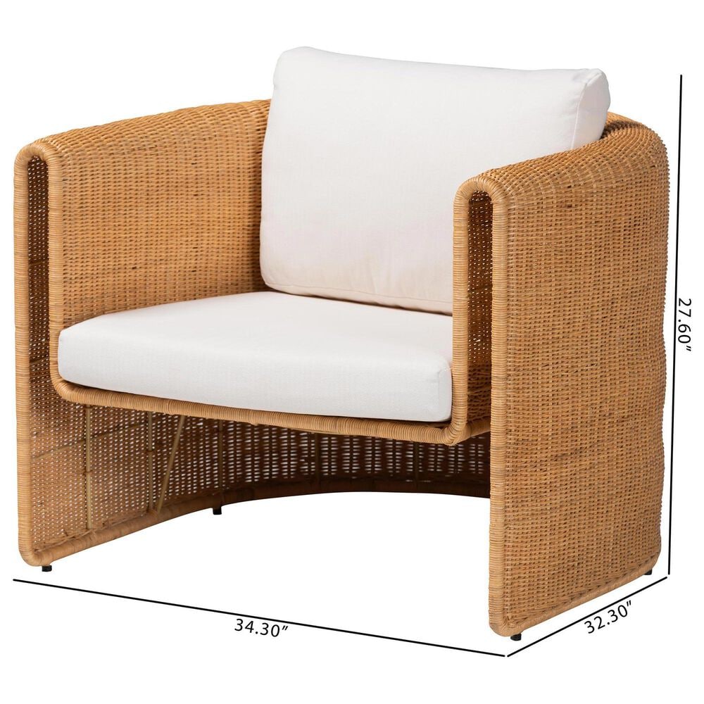 Baxton Studio Carina Rattan Arm Chair in Neutral, , large