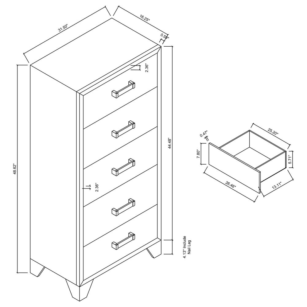 Global Furniture USA Luccia 5-Drawer Chest in White, , large