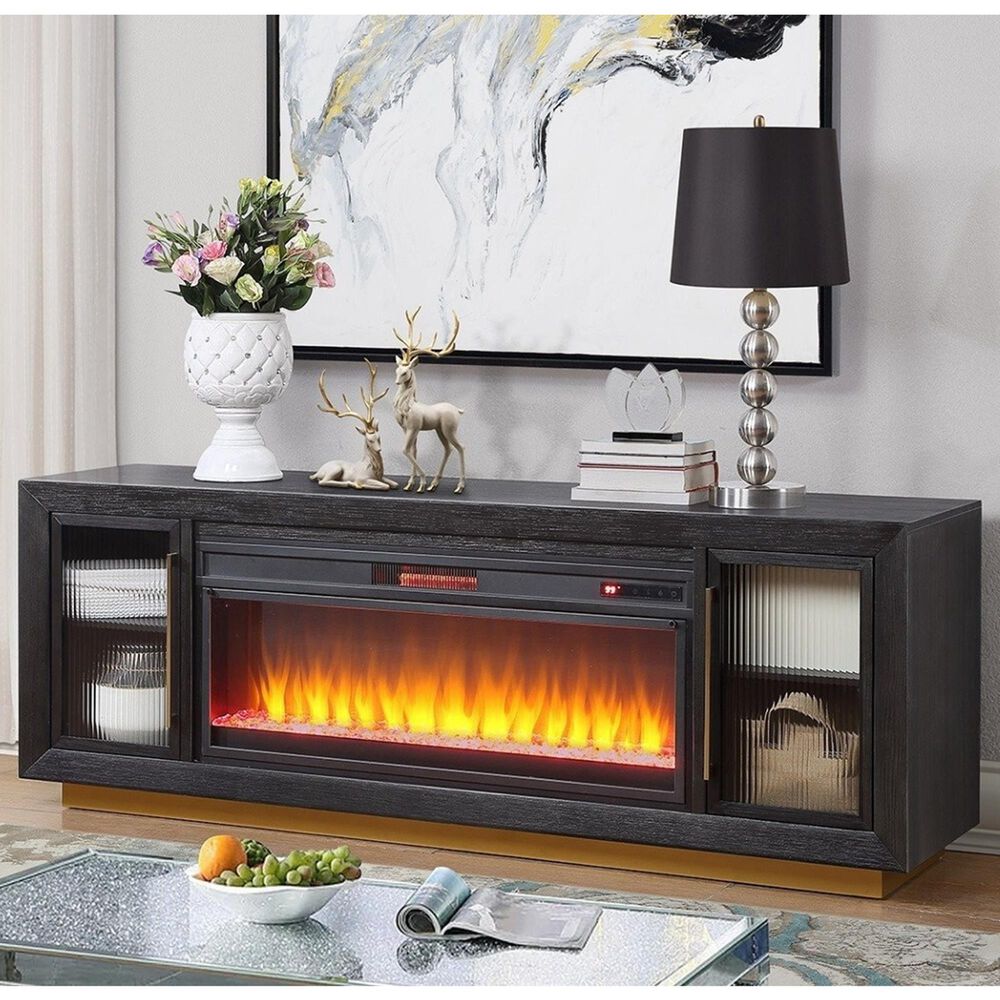 Ironleaf Montrose 74" Fireplace TV Stand in Cappuccino, , large