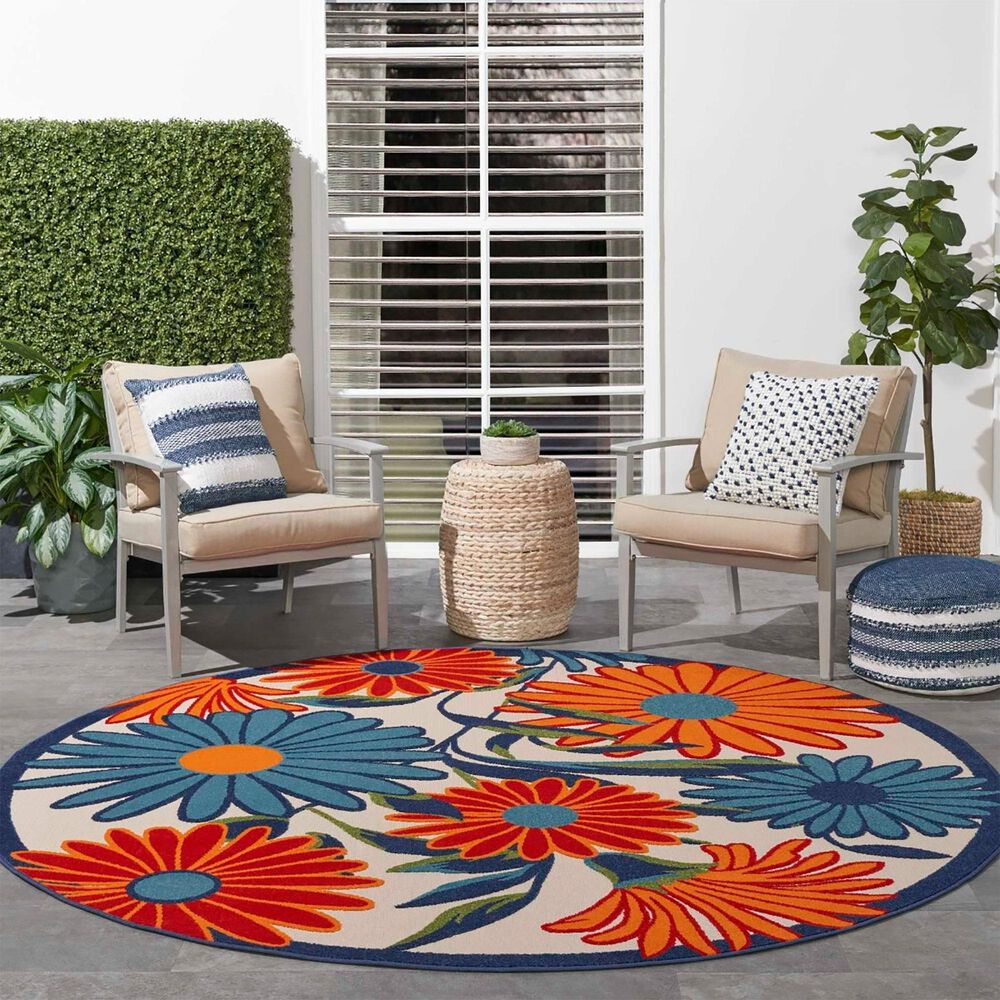 Nourison Aloha 10&#39; Round Multicolor Indoor/Outdoor Area Rug, , large