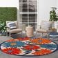 Nourison Aloha 10" Round Multicolor Indoor/Outdoor Area Rug, , large