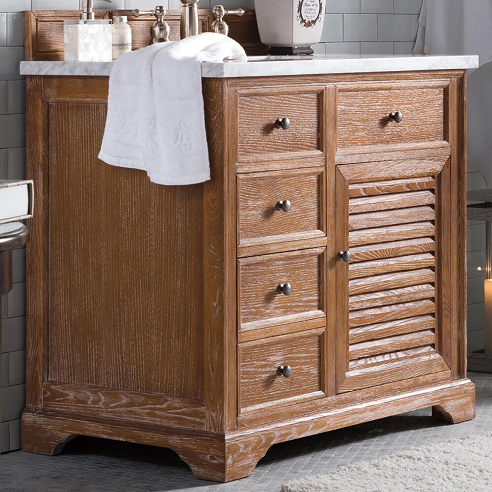 James Martin Savannah 36" Single Bathroom Vanity in Driftwood with 3 cm