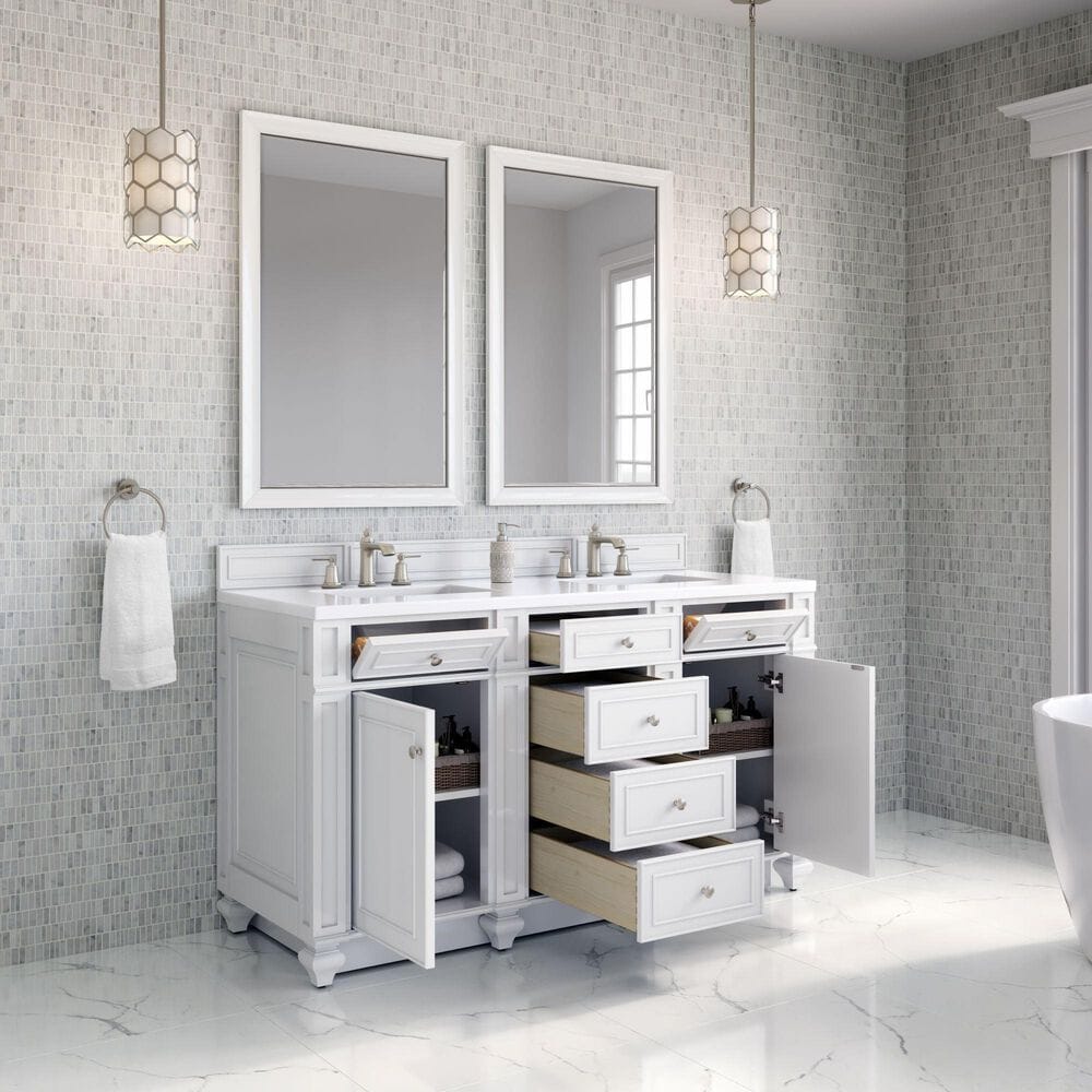 James Martin Bristol 60" Double Bathroom Vanity Cabinet in Bright White, , large