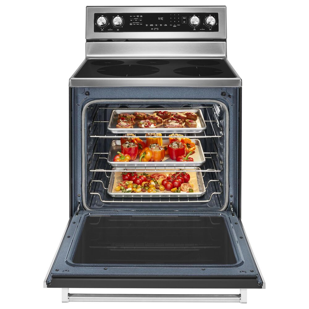 KitchenAid 2-Piece Kitchen Package with 6.4 Cu. Ft. Freestanding Electric Range and 1.1 Cu. Ft. Over-The-Range Microwave Oven in Stainless Steel, , large