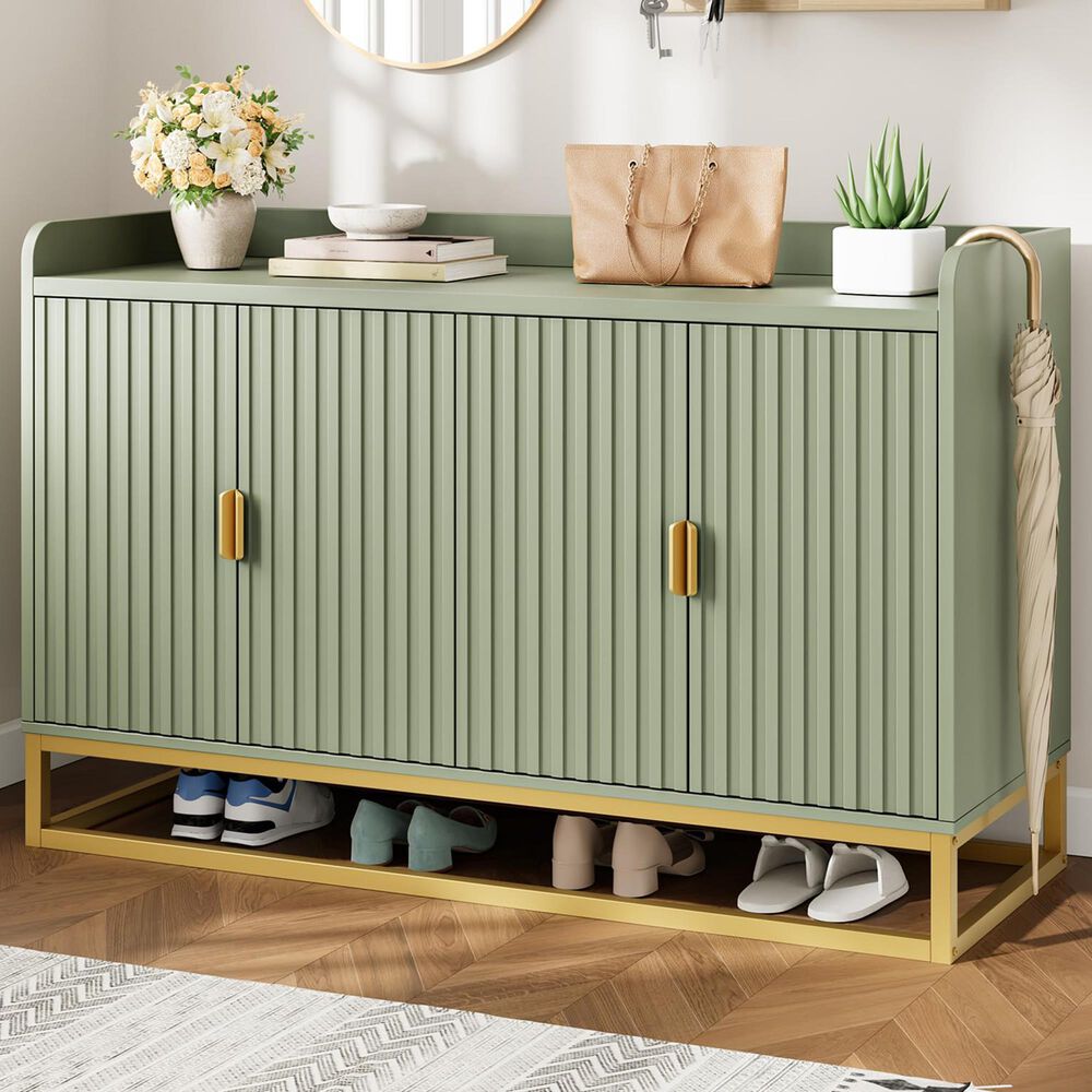GARVEE 47.2" Sideboard Buffet Cabinet with Adjustable Shelves in Matt Gray Green, , large
