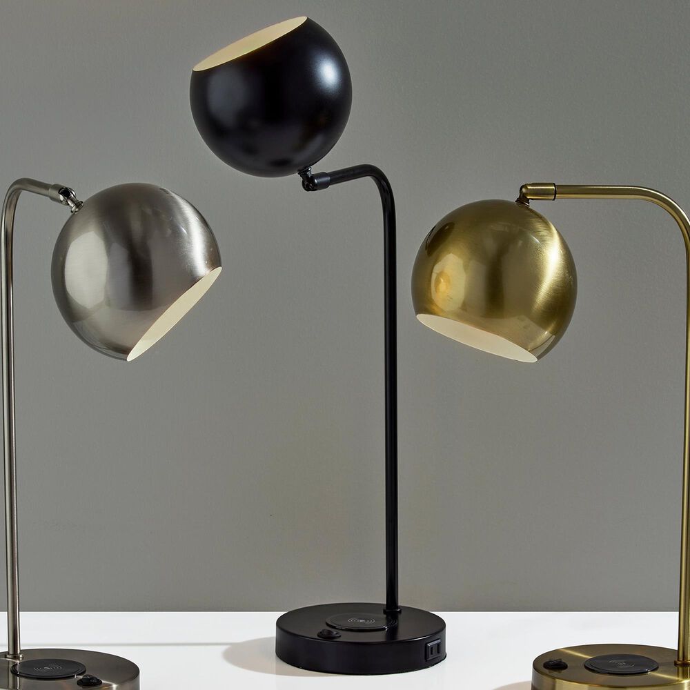 Adesso Emery Desk Lamp with Supercharger in Black, , large