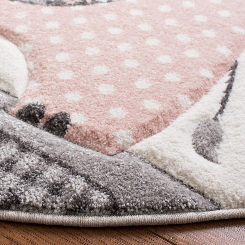 Safavieh Carousel CRK127 5&#39;3&quot; Round Pink and Ivory Kids  Area Rug, , large
