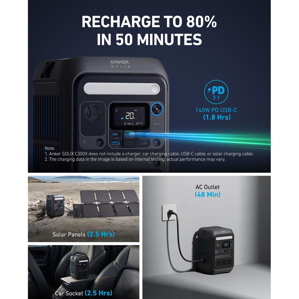 Anker Solix C300X Portable Power Station in Black, , large
