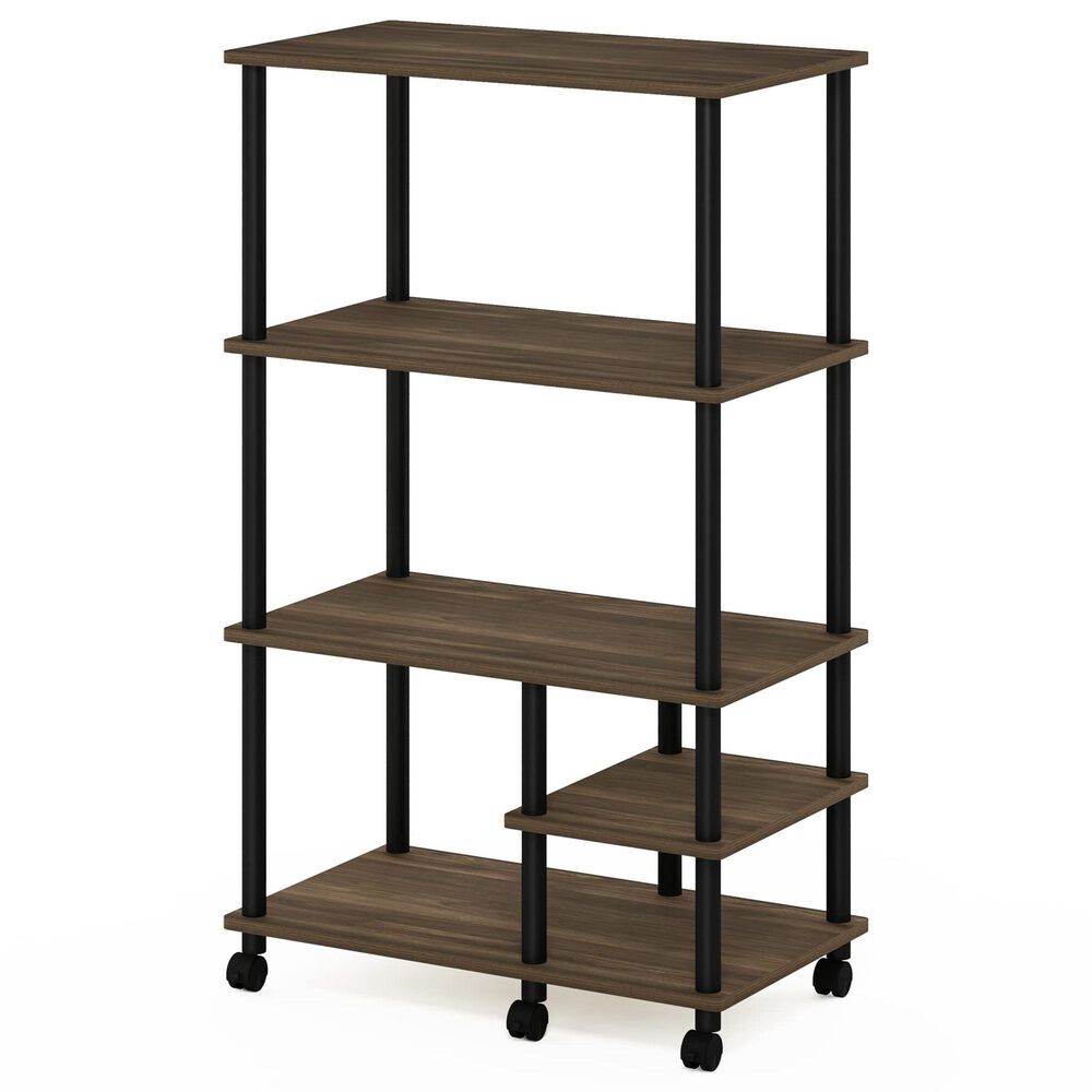 HOMLUX Turn-N-Tube 4-Tier Kitchen Storage Cart in Columbia Walnut and Black, , large