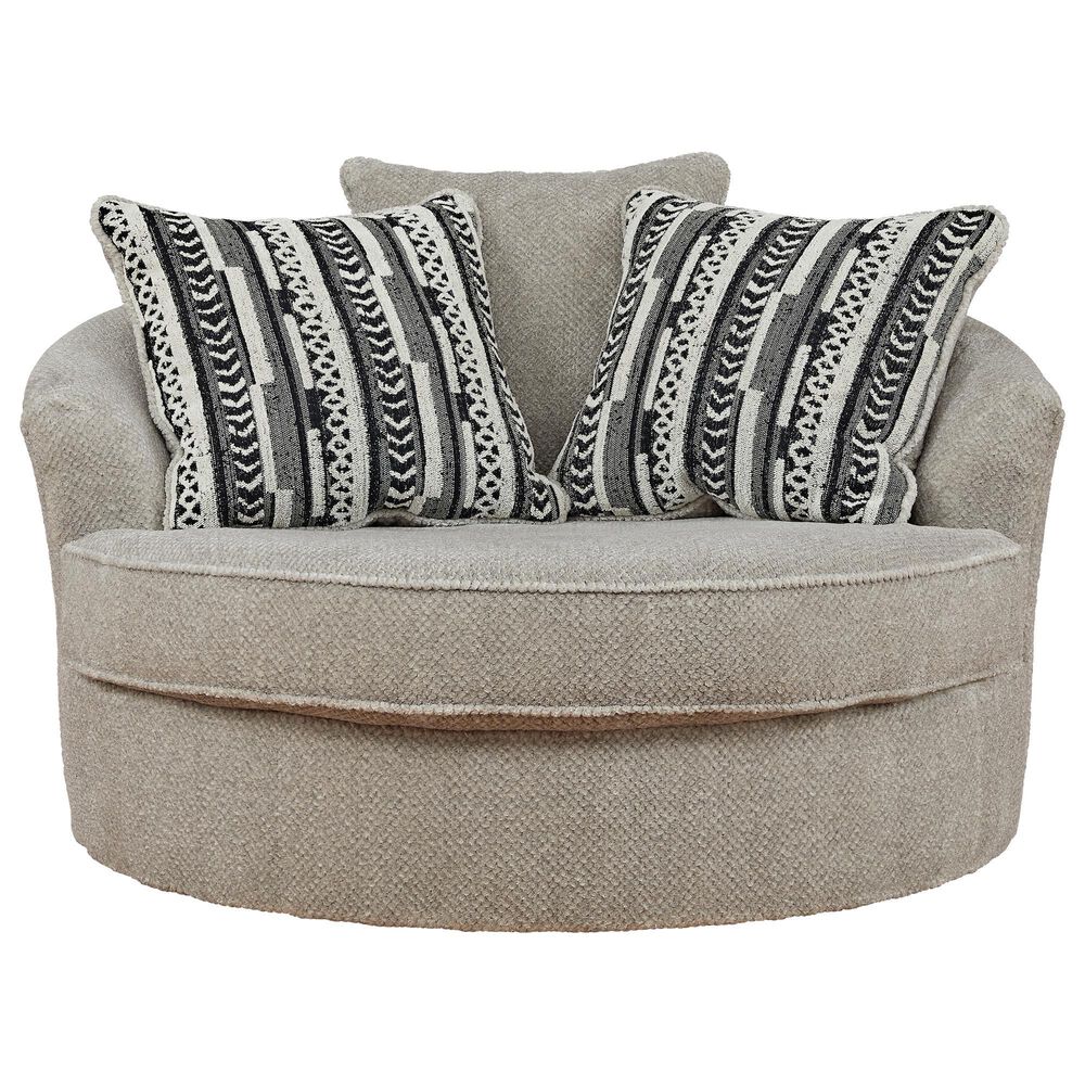 Ashley Calnita Oversized Swivel Accent Chair with Ottoman in Sisal, , large