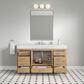 37B Alanya 60" Single Bathroom Vanity in Warm Oak with White Composite Stone Top, , large