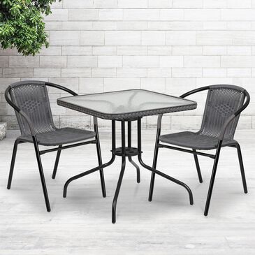 Flash Furniture 3-Piece Glass and Metal Table Set in Gray, , large