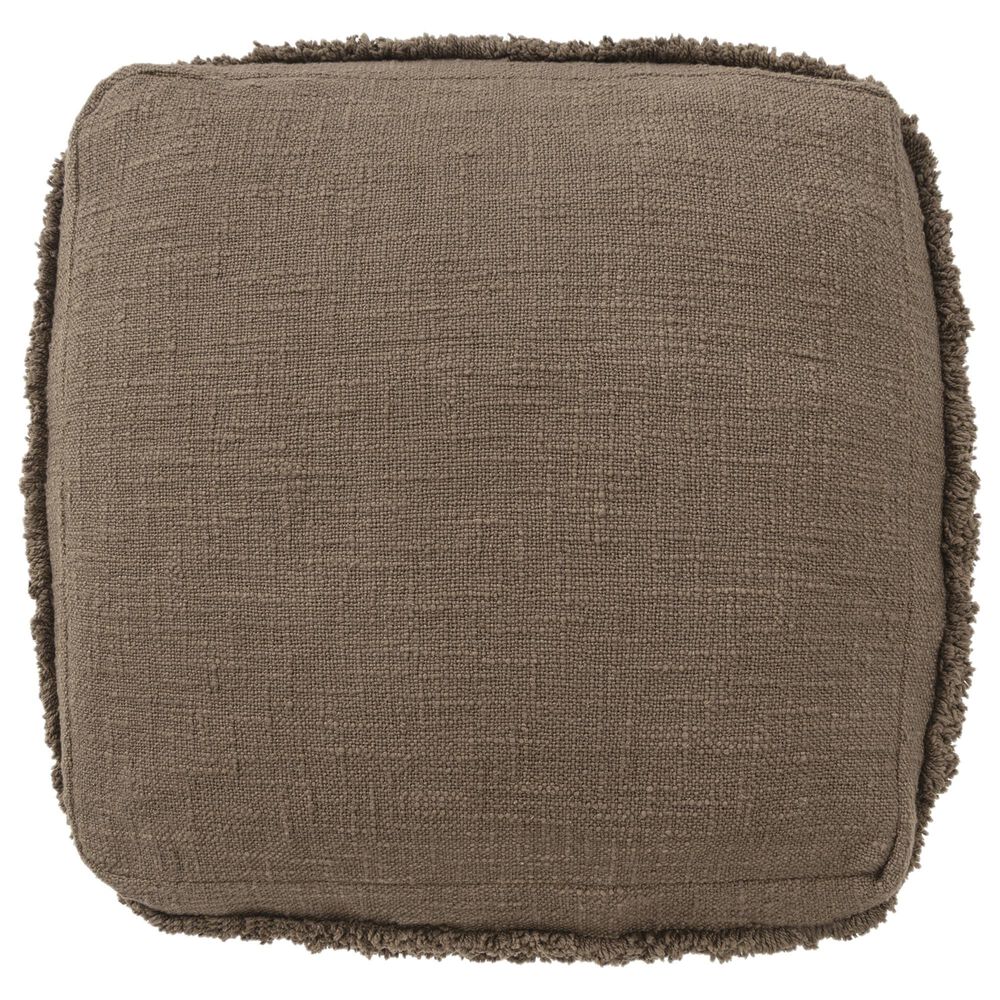 LR Home 18" Square Striped Pouf in Brown, , large