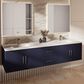 Lexora Home Geneva 80" Double Bathroom Vanity in Navy Blue with 2 cm White Cultured Marble Top and Rectangular Sinks, , large