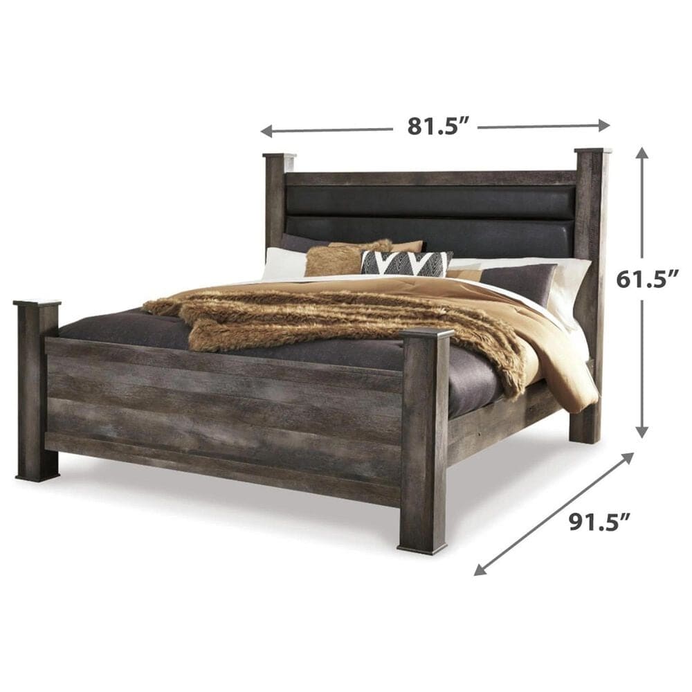 Ashley Wynnlow King Poster Bed in Gray, , large
