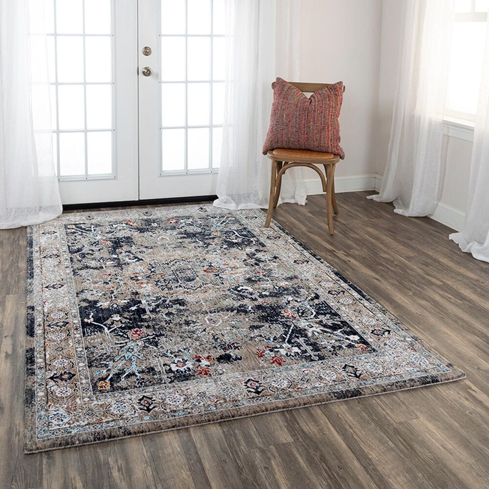RIZZY Signature 10" x 13" Dark Gray and Multicolor Area Rug, , large