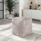 LR Home 18" Square Checkered Pouf in Cream and Black, , large