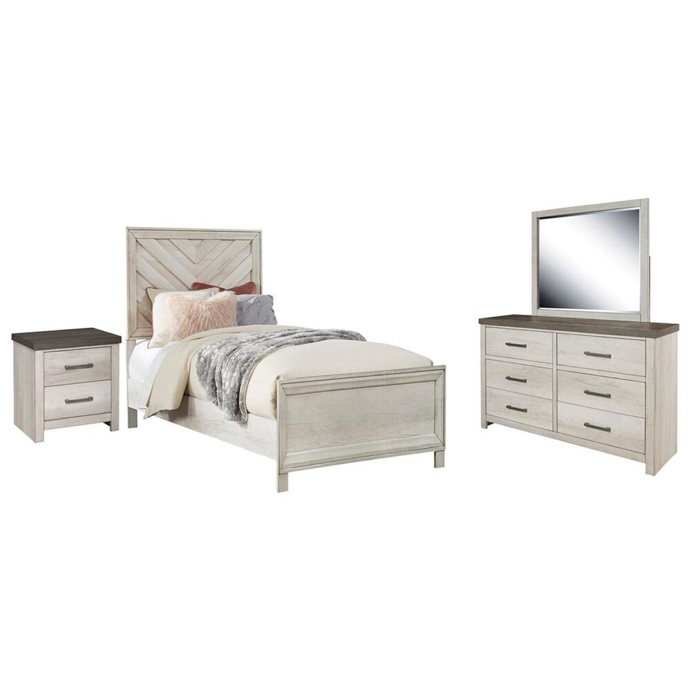 Samuel Lawrence Riverwood 4 Piece Twin Panel Bedroom Set in Whitewashed, , large