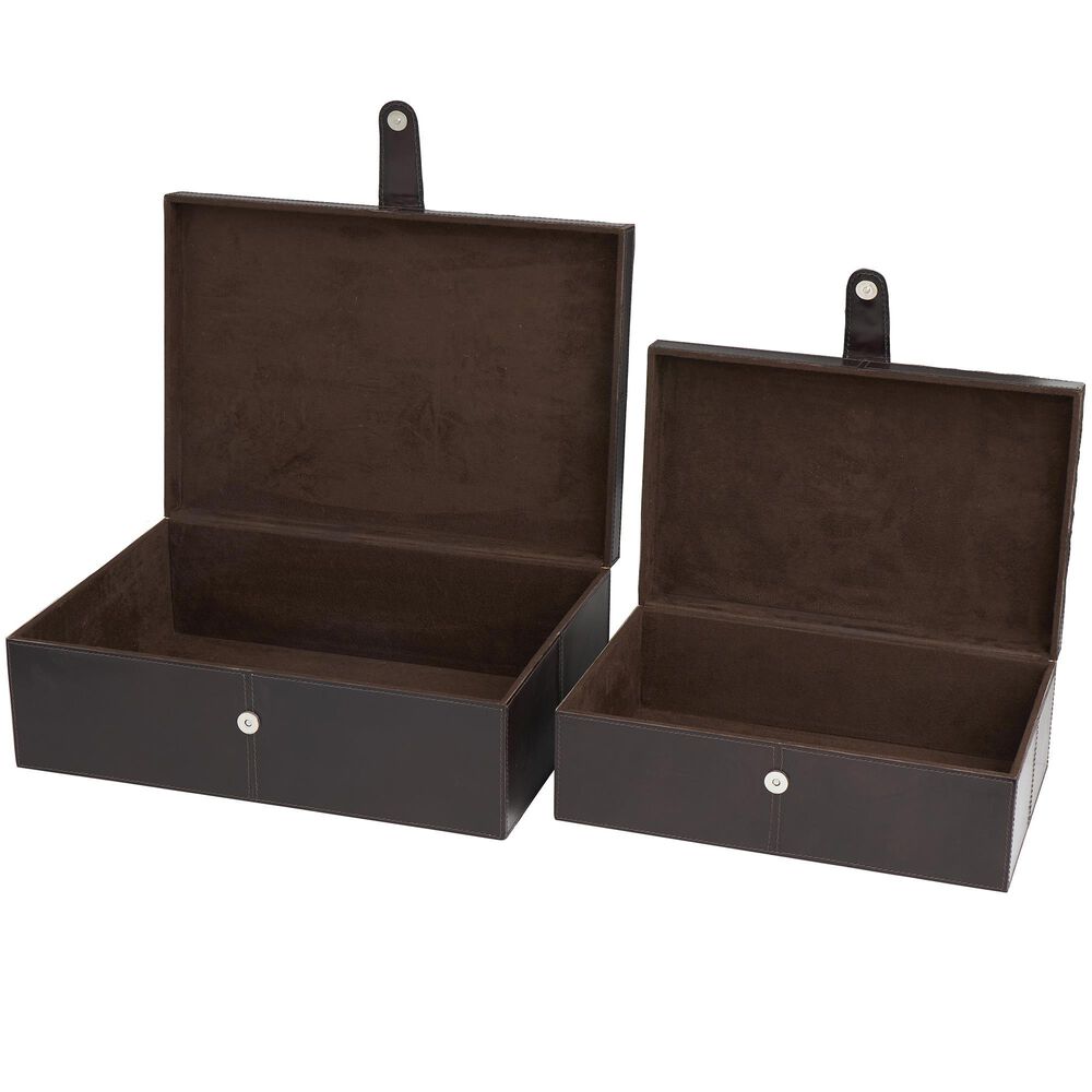 Maple and Jade 17.5&quot; 2-Piece Handmade Storage Decorative Box Set in Dark Brown, , large