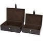 Maple and Jade 17.5" 2-Piece Handmade Storage Decorative Box Set in Dark Brown, , large