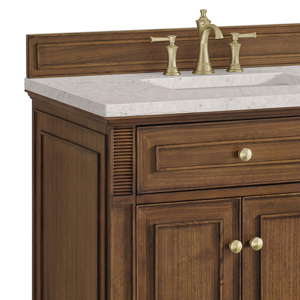 James Martin Vanities Lorelai 72&quot;Double Vanity in Mid-Century Walnut with 3 cm Eternal Jasmine Pearl Quartz Top, , large