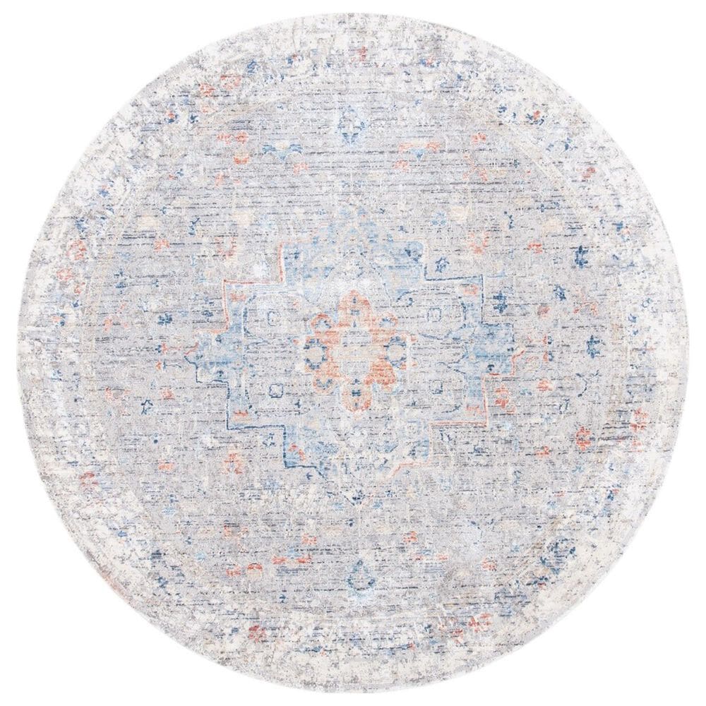 Safavieh Dream DRM419G 6"7" Round Grey and Multicolor Area Rug, , large