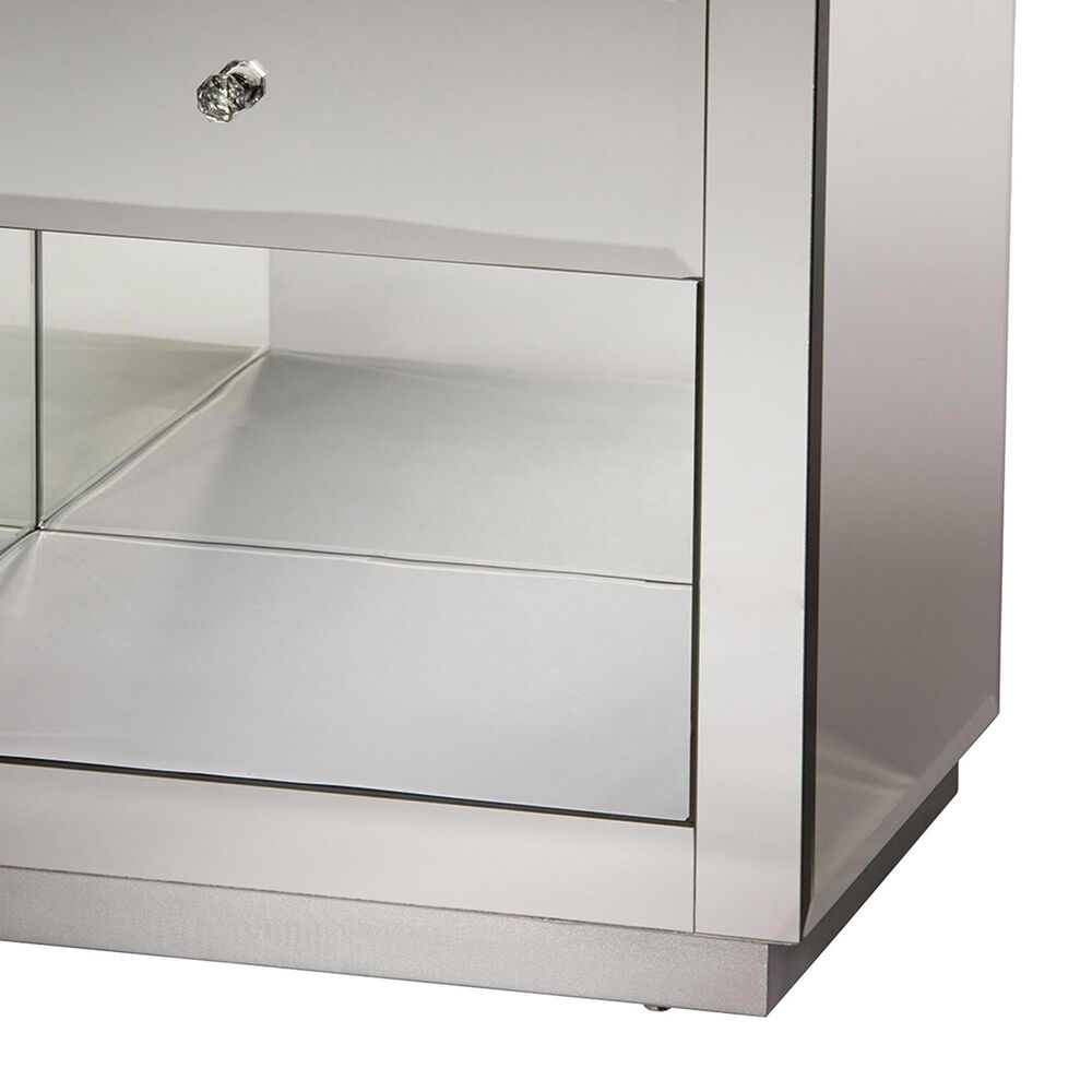 Baxton Studio Rochadh Mirrored 1-Drawer End Table in Gray, , large