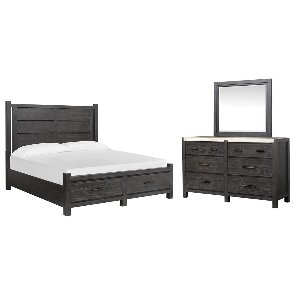 Nicolette Home Plum Creek 3 Piece King Storage Bedroom Set in Ravenwood Black, , large