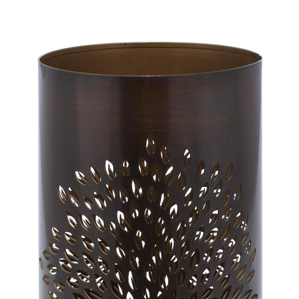 Maple and Jade Tree Cutout Decorative Indoor/Outdoor Candle Lantern in Brushed Copper &#40;Set of 3&#41;, , large