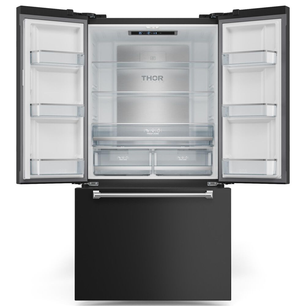 THOR KITCHEN Gordon Ramsay 20.3 Cu. Ft. Counter Depth French Door Refrigerator with Stainless Steel Handle Kit in Black, , large