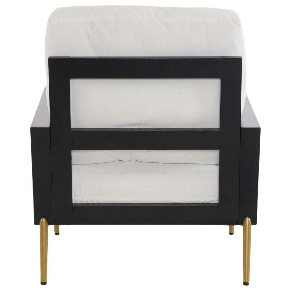 Hearth and Haven Velvet Lounge Arm Chair with Gold Metal Legs in White, , large