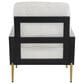 Hearth and Haven Velvet Lounge Arm Chair with Gold Metal Legs in White, , large