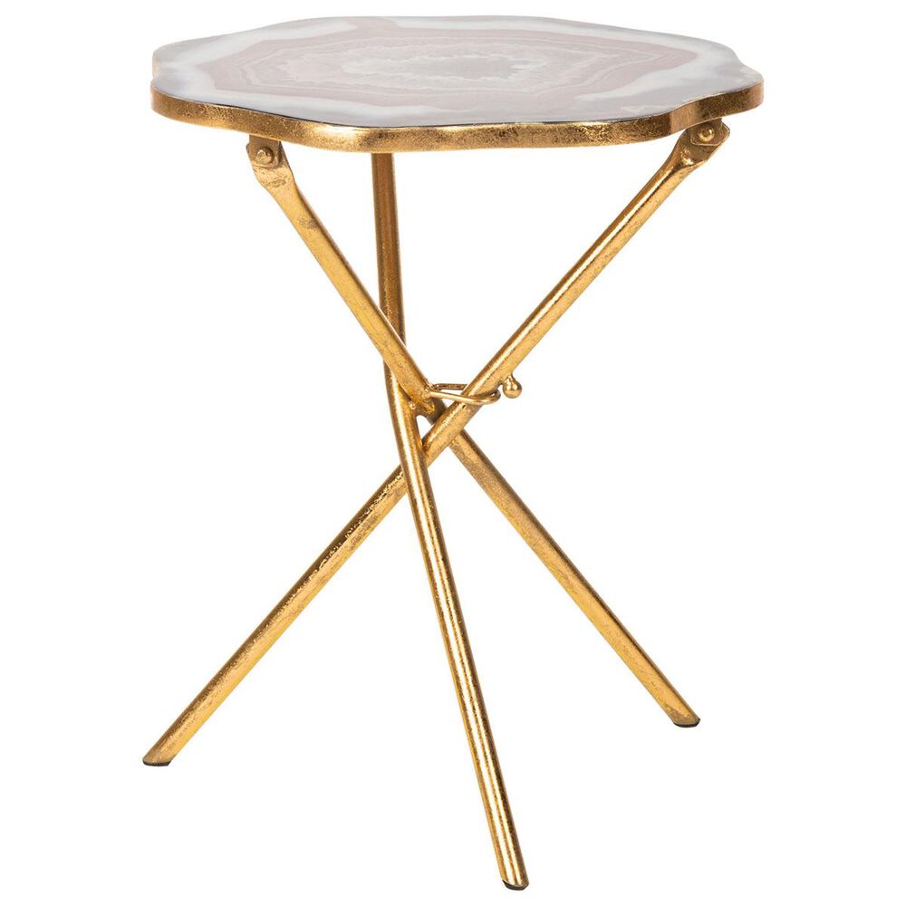 Safavieh Celeste Faux Agate Side Table in Maroon and Gold, , large