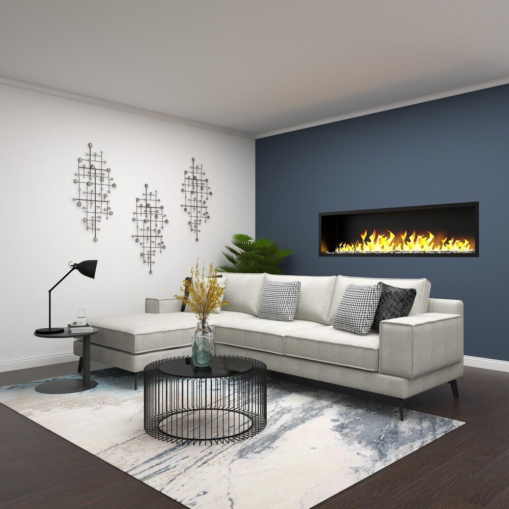 Maple and Jade 20&quot; x 42&quot; Glam Abstract Wall Decor in Matte Taupe and Silver, , large