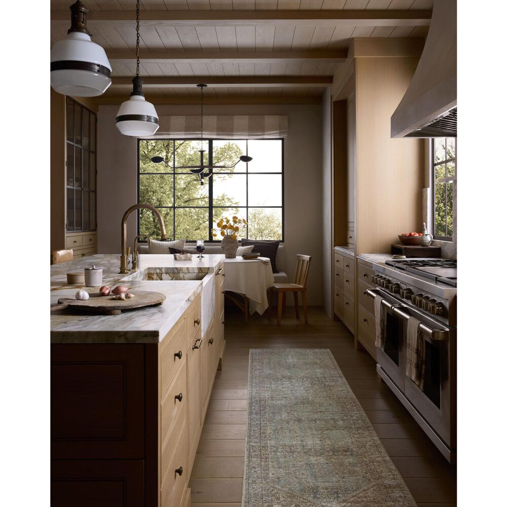 Amber Lewis x Loloi Cambria Aqua and Natural 2'6" x 7'6" Runner, , large