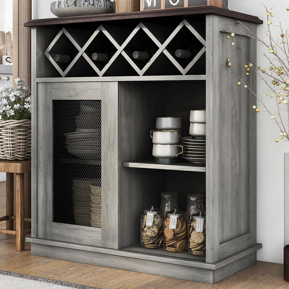 Furniture of America Clegg Buffet in Vintage Gray Oak, , large