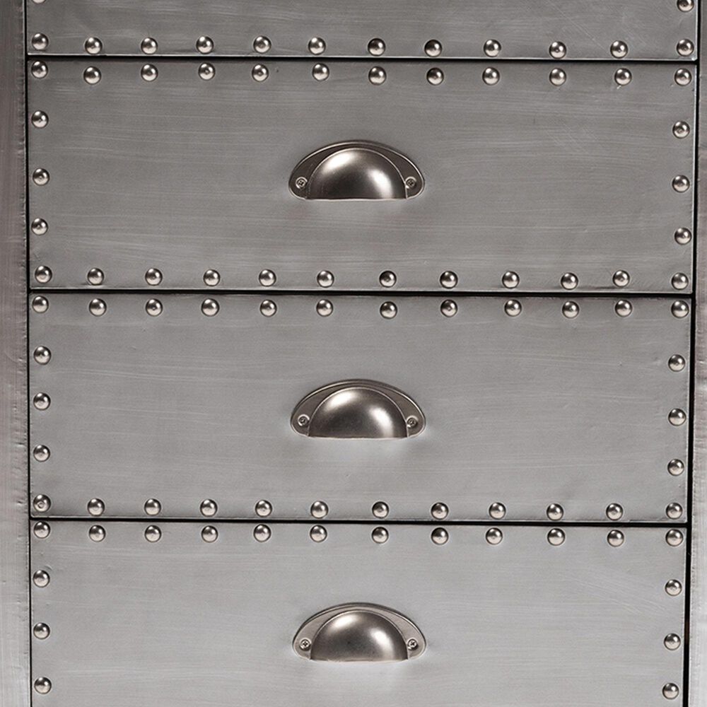 Baxton Studio Davet 5-Drawer Accent Storage Cabinet in Silver, , large