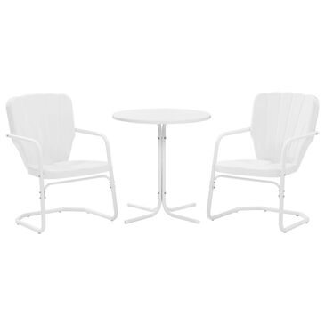 Crosley Furniture Ridgeland 3-Piece Patio Bistro Set in White Gloss, , large
