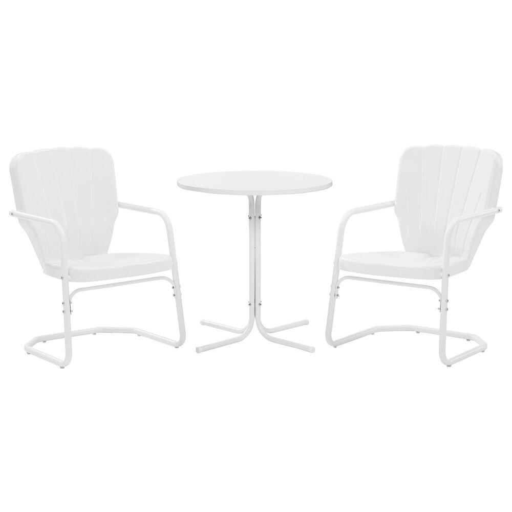 Crosley Furniture Ridgeland 3-Piece Patio Bistro Set in White Gloss, , large