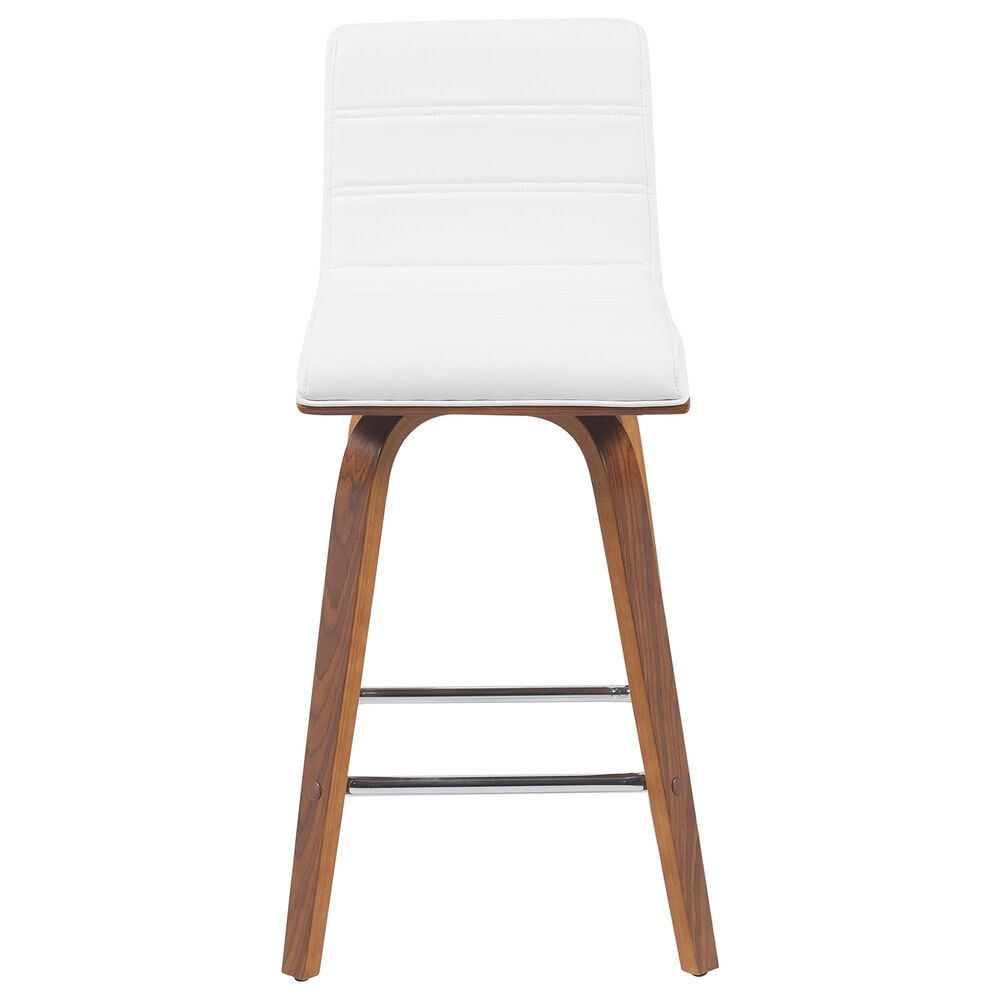 Armen Living Vienna Swivel Counter Height Stool with Snow White Upholstery in Walnut, , large