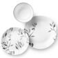 Corelle Misty Leaves 12-Piece Dinnerware Set in White and Gray, , large
