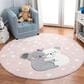 Safavieh Carousel 4" Round Pink and White Kids Area Rug, , large