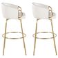 LumiSource Claire Swivel Barstool with White Faux Leather Upholstery in Gold (Set of 2), , large